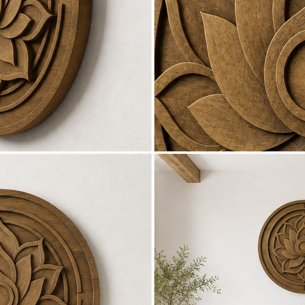 Lotus Halo Wood Medallion