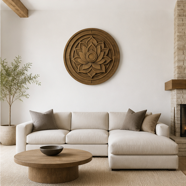 Lotus Halo Wood Medallion