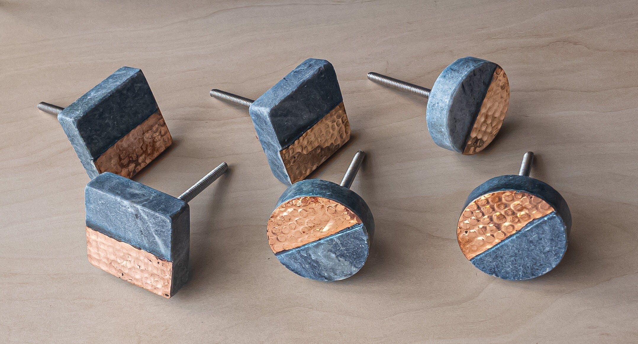 Modern Brass Marble Drawer Pull
