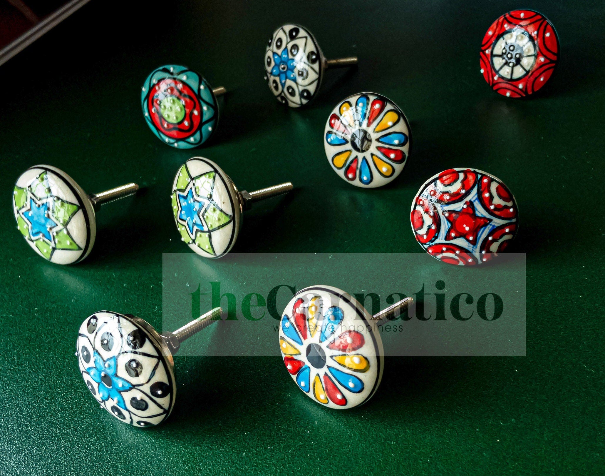 Colorful Ceramic Knobs Set 10pc
