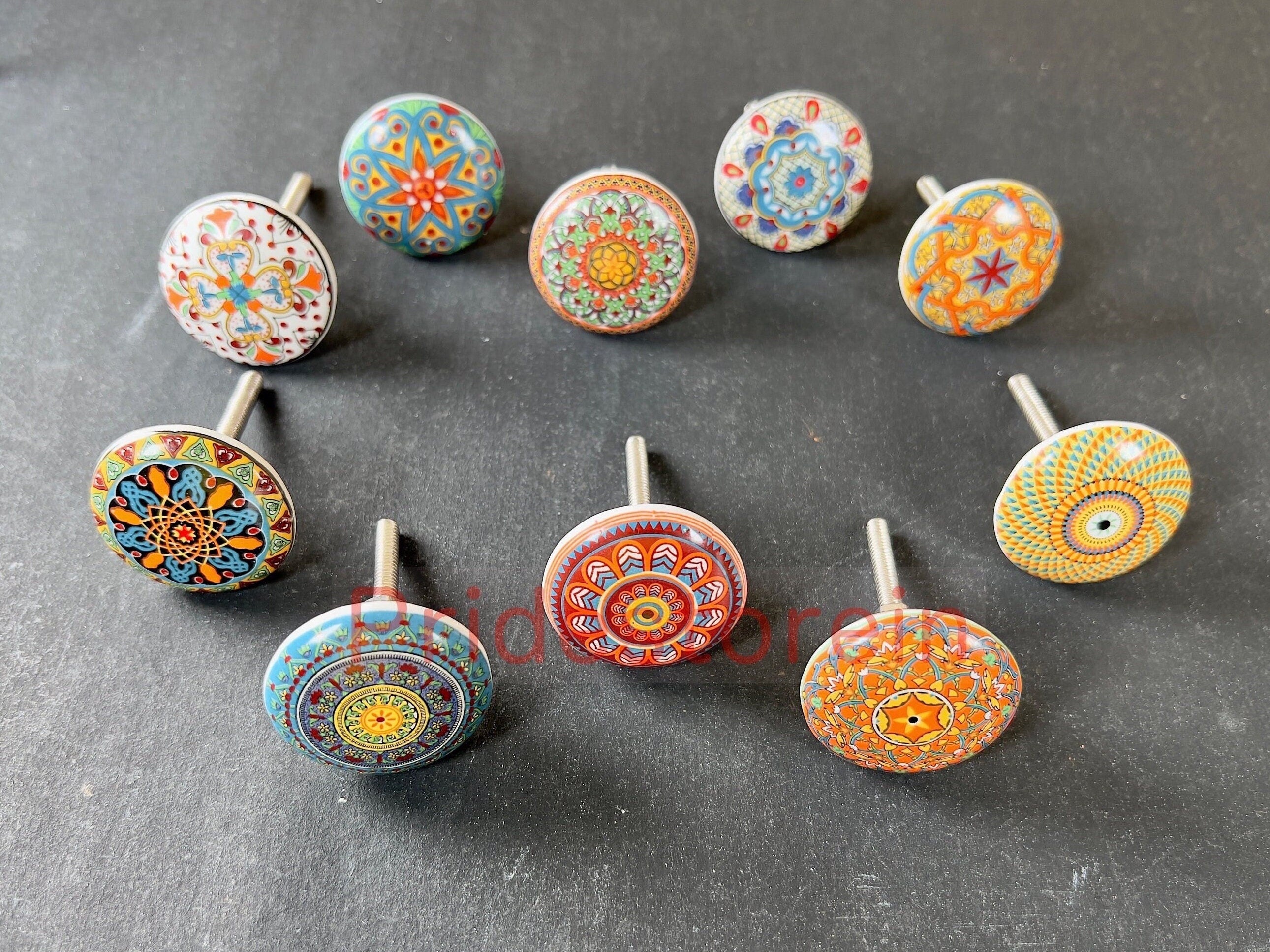 Red Mandala Cabinet Knobs Set