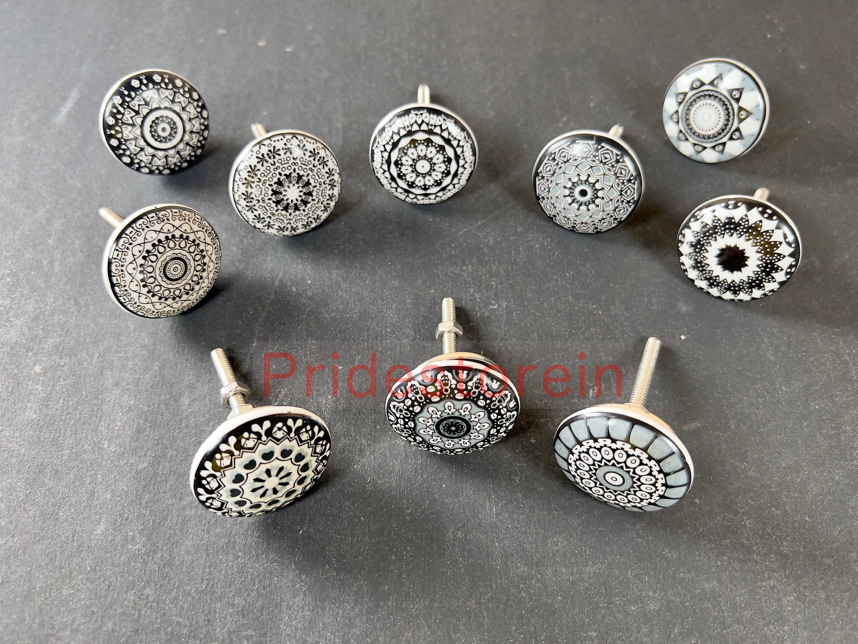 Black Mandala Cabinet Knobs