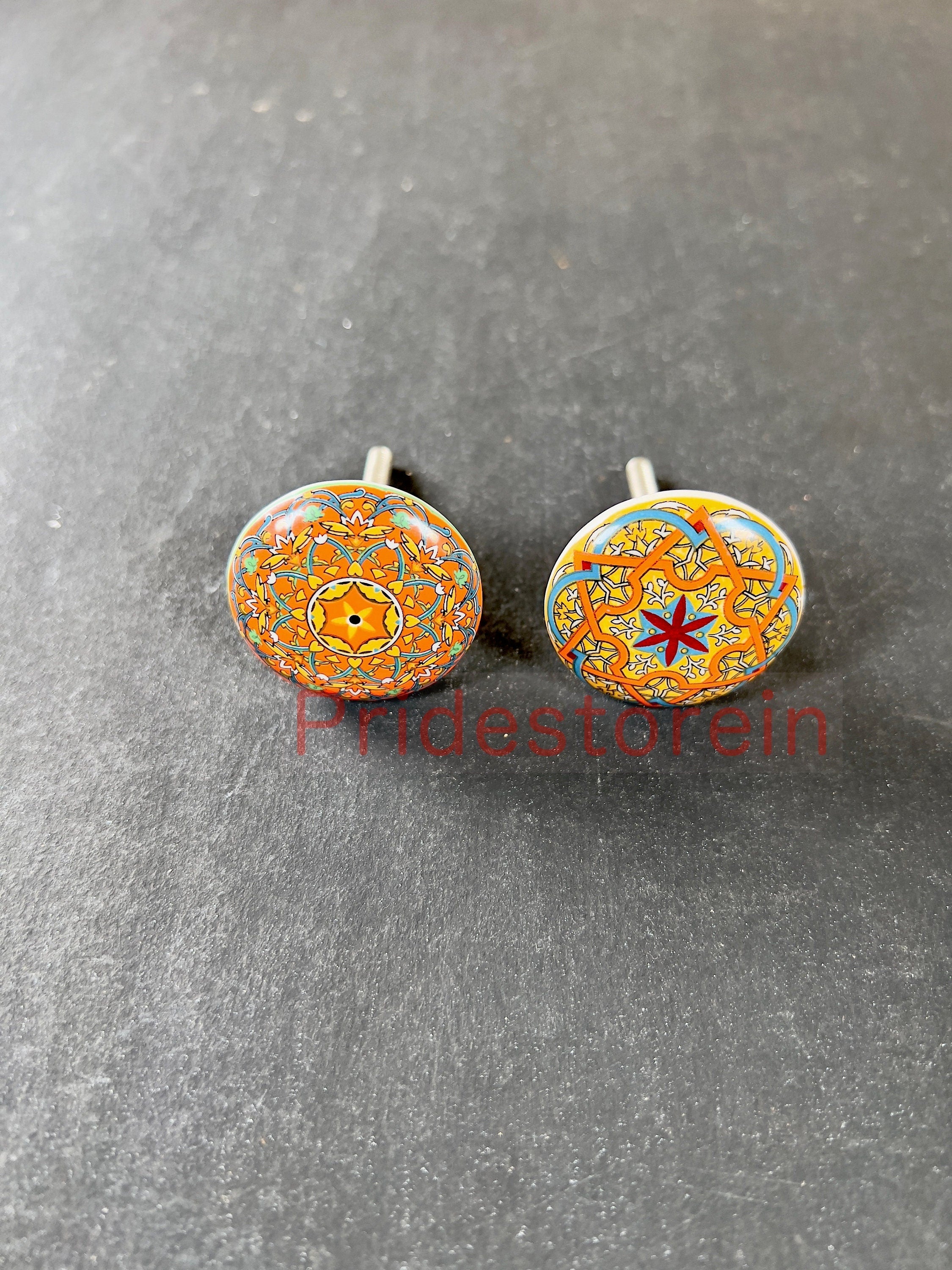 Red Mandala Cabinet Knobs Set