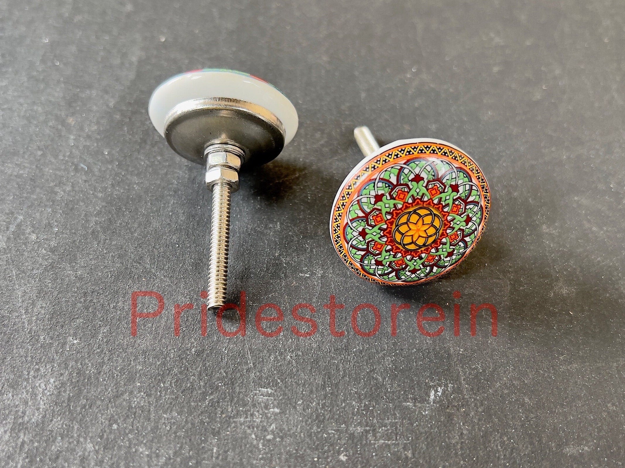 Red Mandala Cabinet Knobs Set