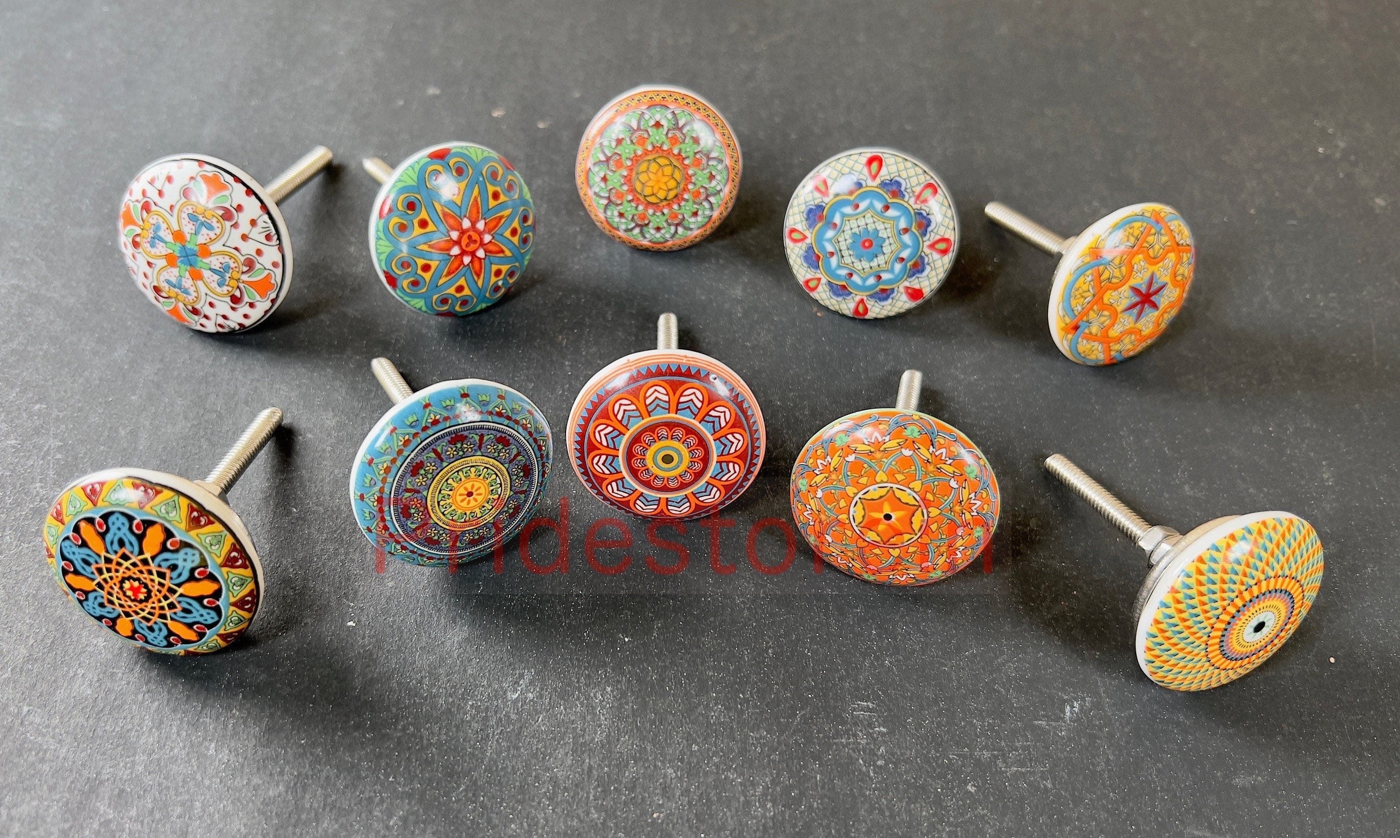 Mandala Ceramic Cabinet Knobs - Set of 10