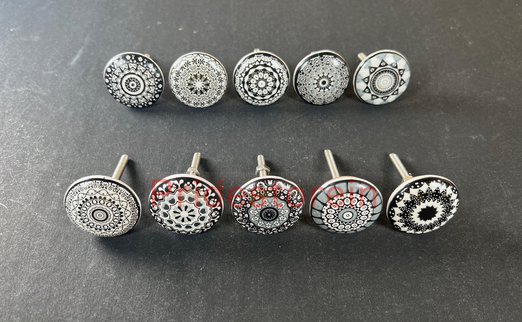 Black Mandala Cabinet Knobs