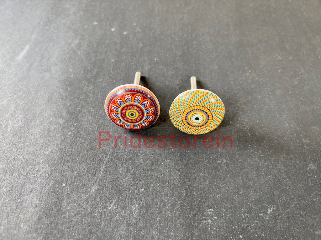 Mandala Ceramic Cabinet Knobs - Set of 10