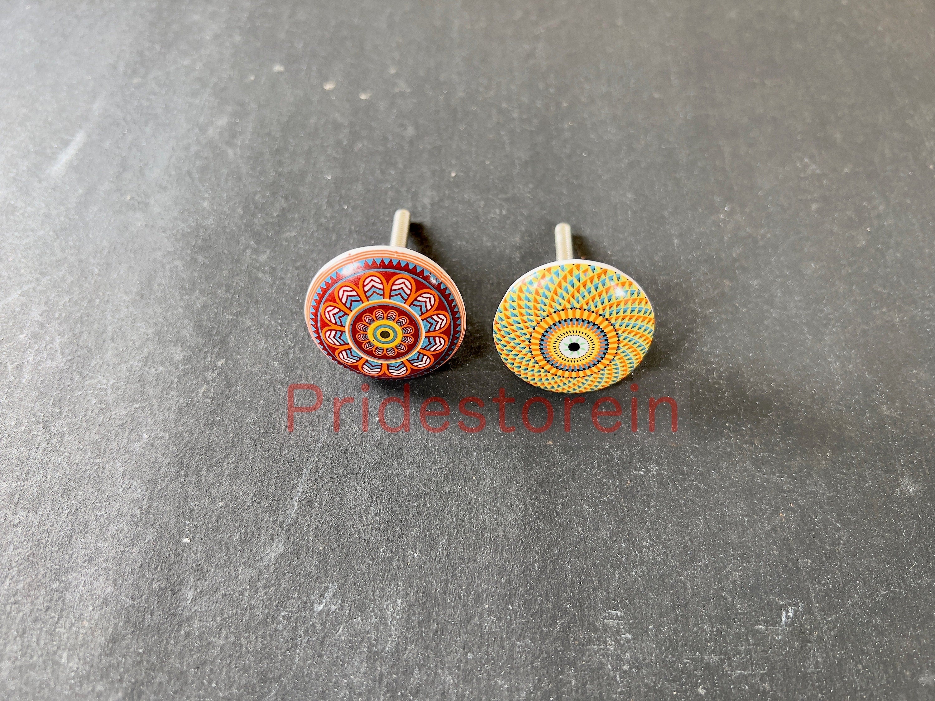 Mandala Ceramic Cabinet Knobs - Set of 10