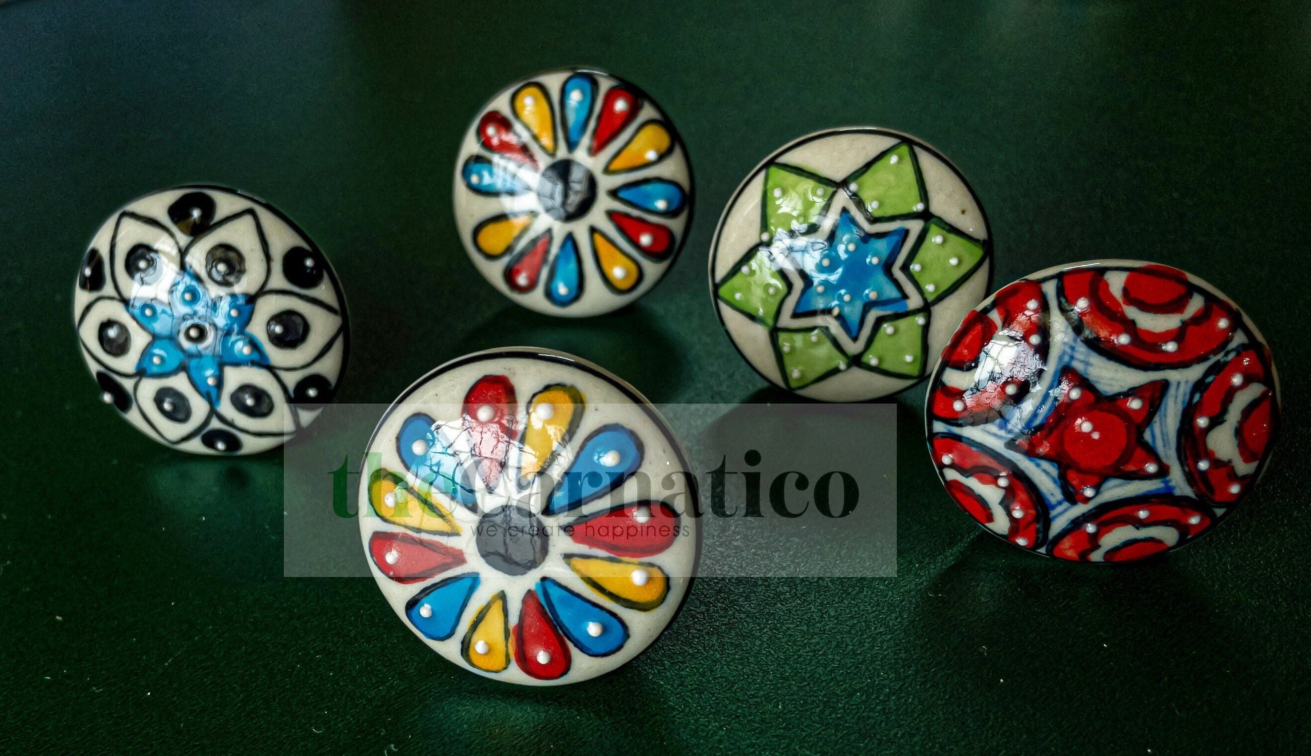 Colorful Ceramic Knobs Set 10pc