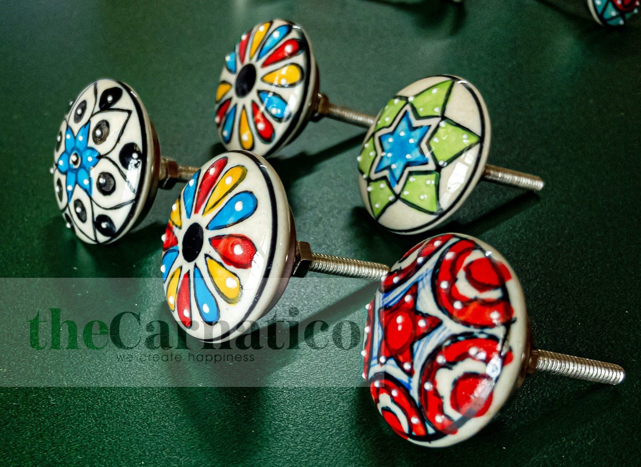 Colorful Ceramic Knobs Set 10pc