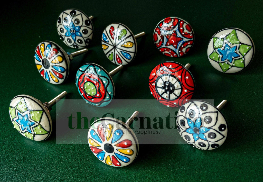 Colorful Ceramic Knobs Set 10pc