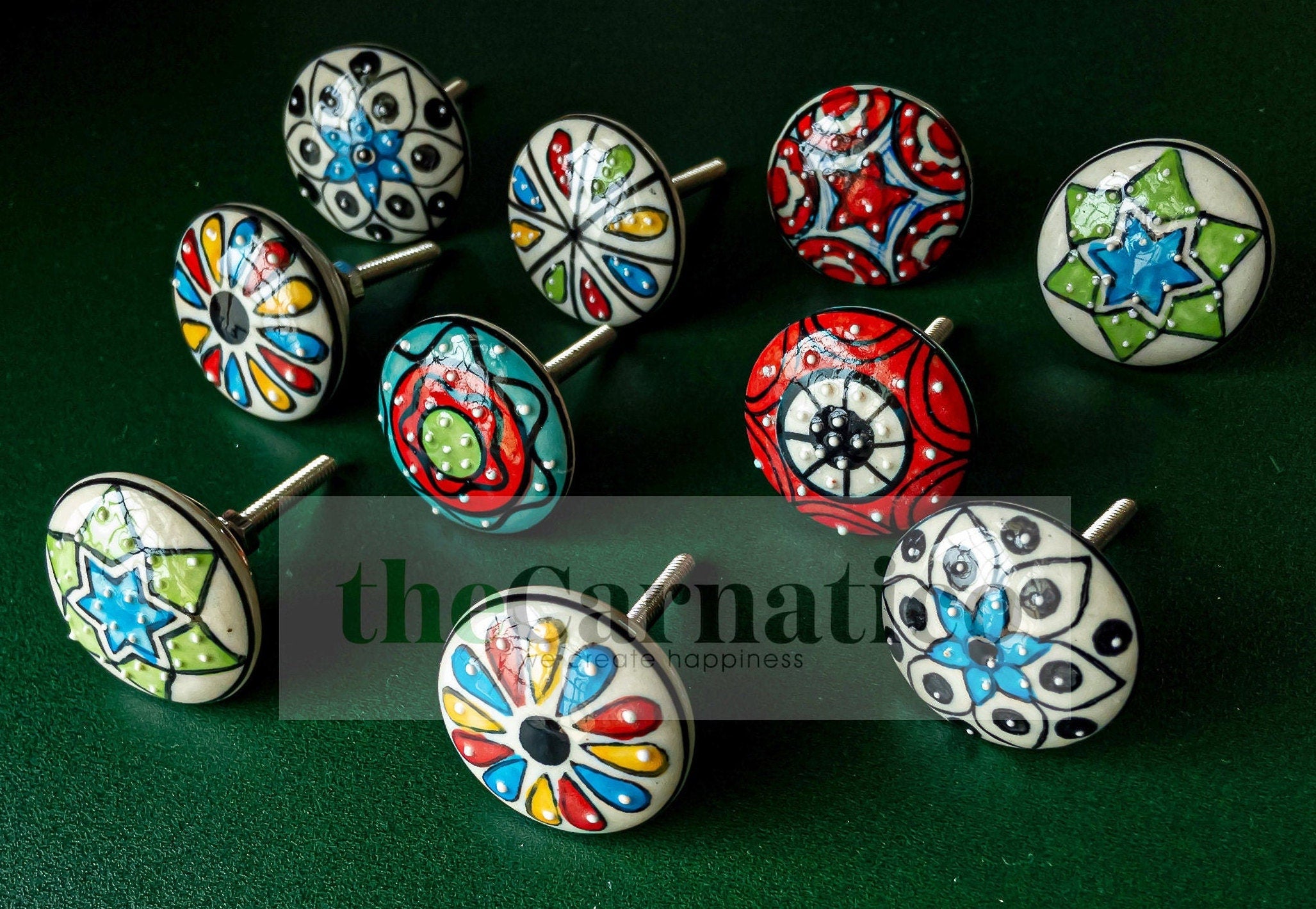 Colorful Ceramic Knobs Set 10pc