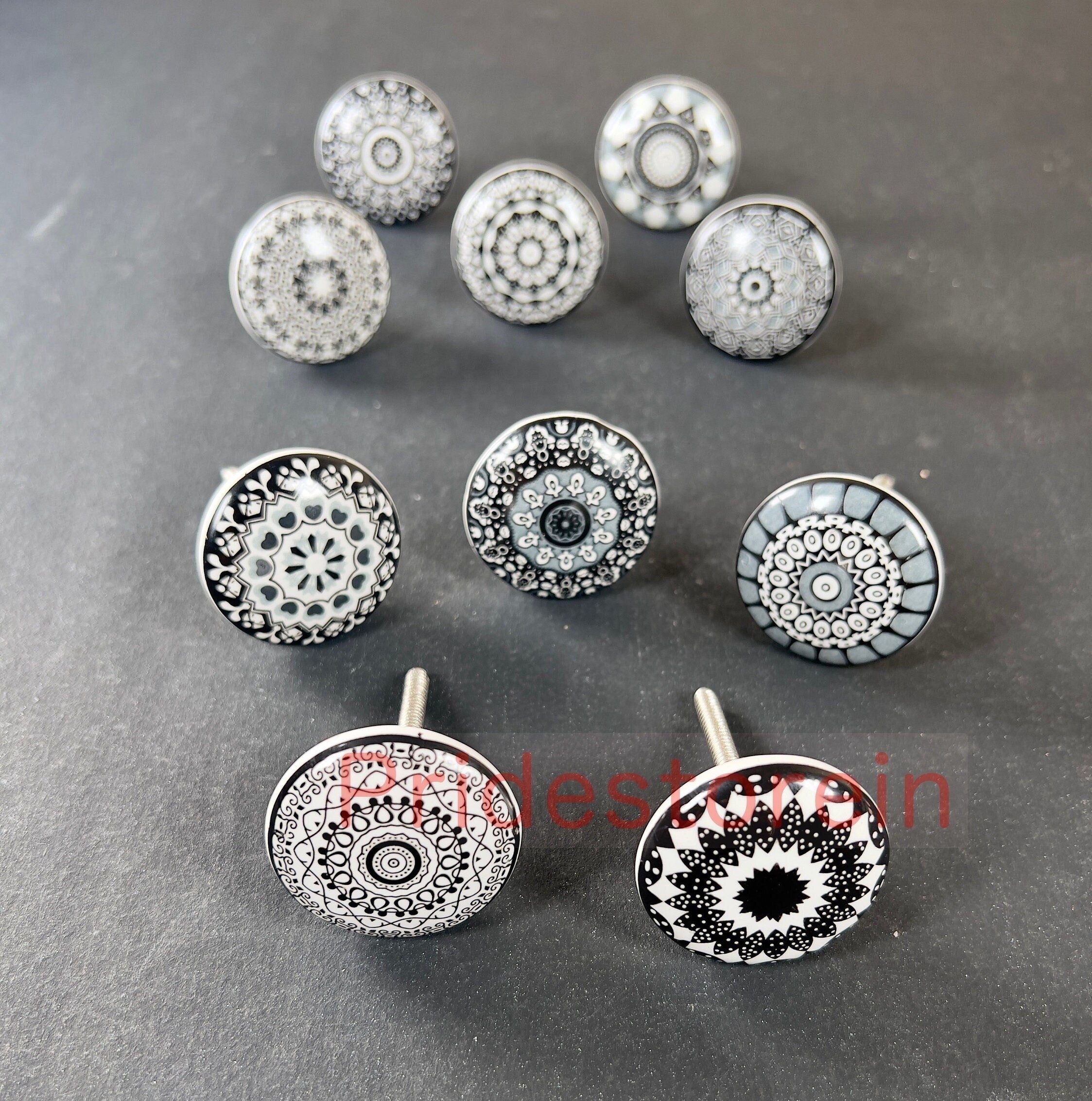 Black Mandala Cabinet Knobs