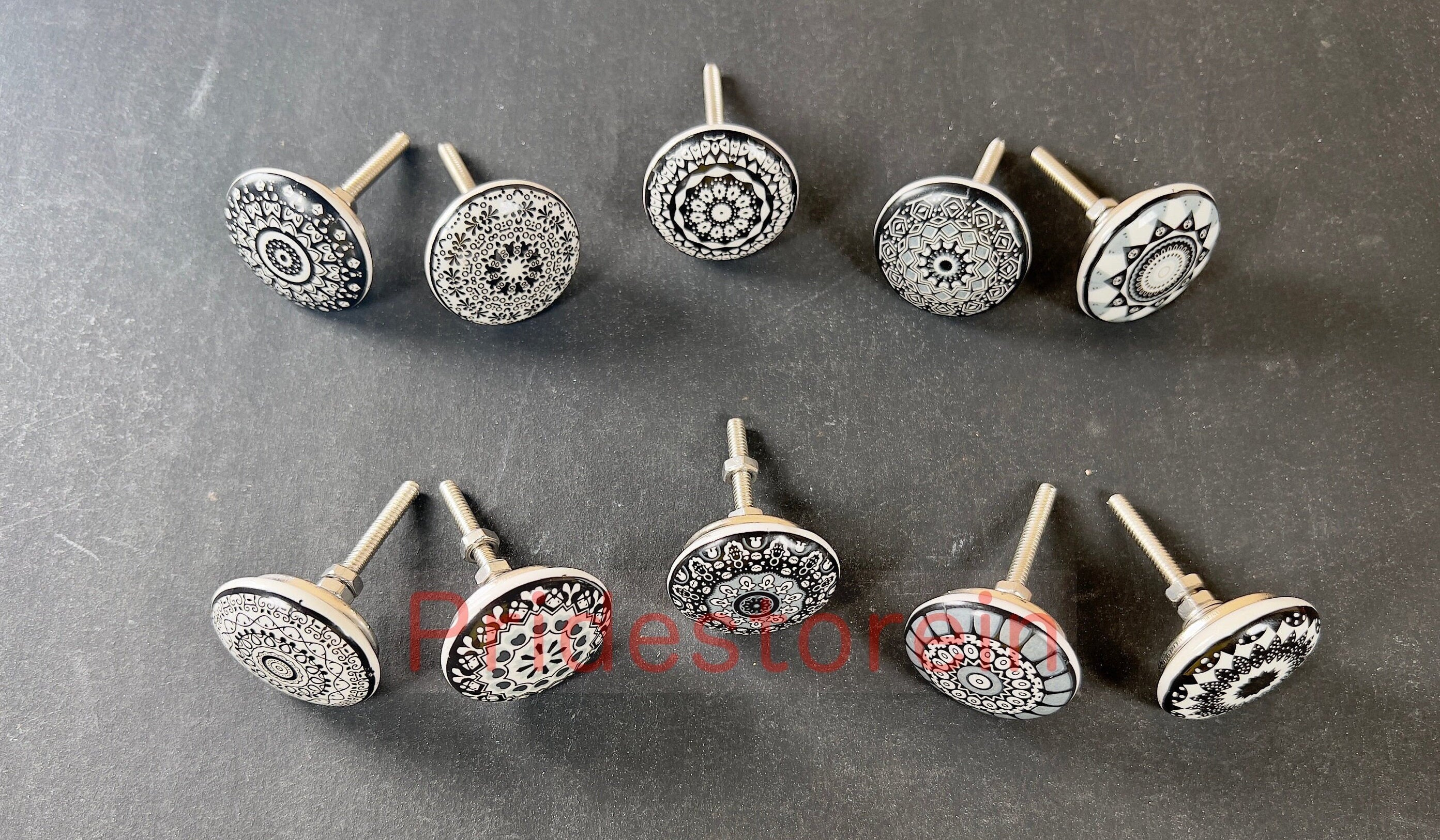 Black Mandala Cabinet Knobs
