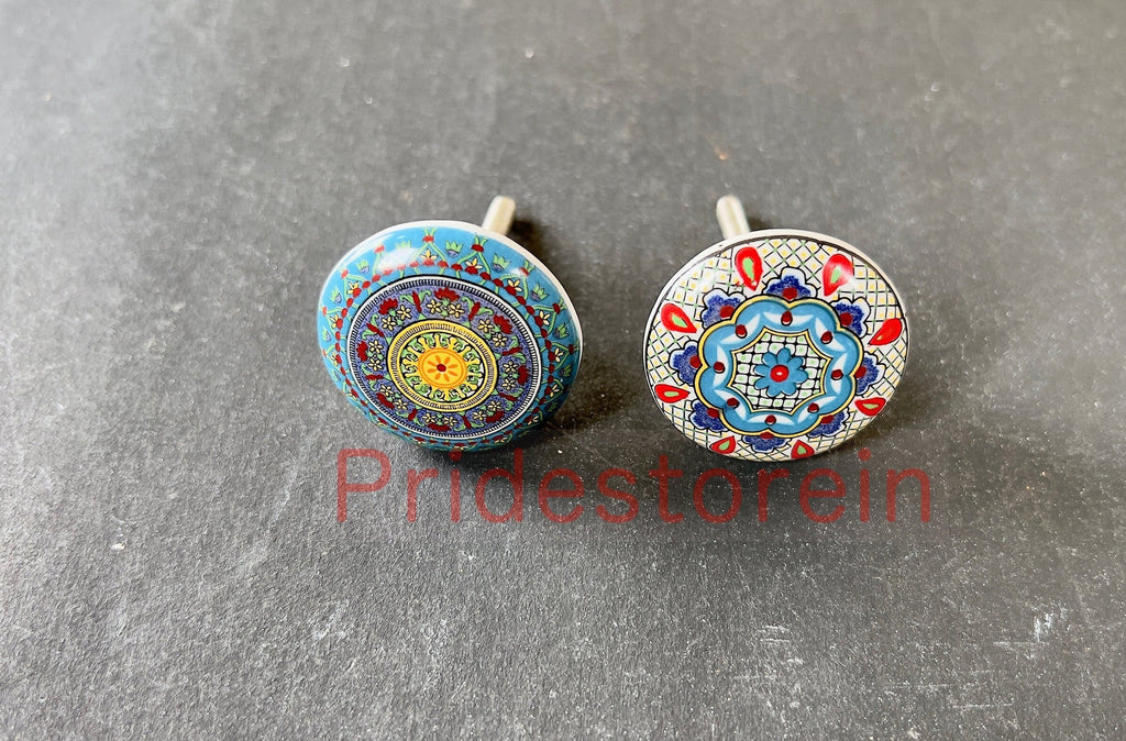 Mandala Ceramic Cabinet Knobs - Set of 10