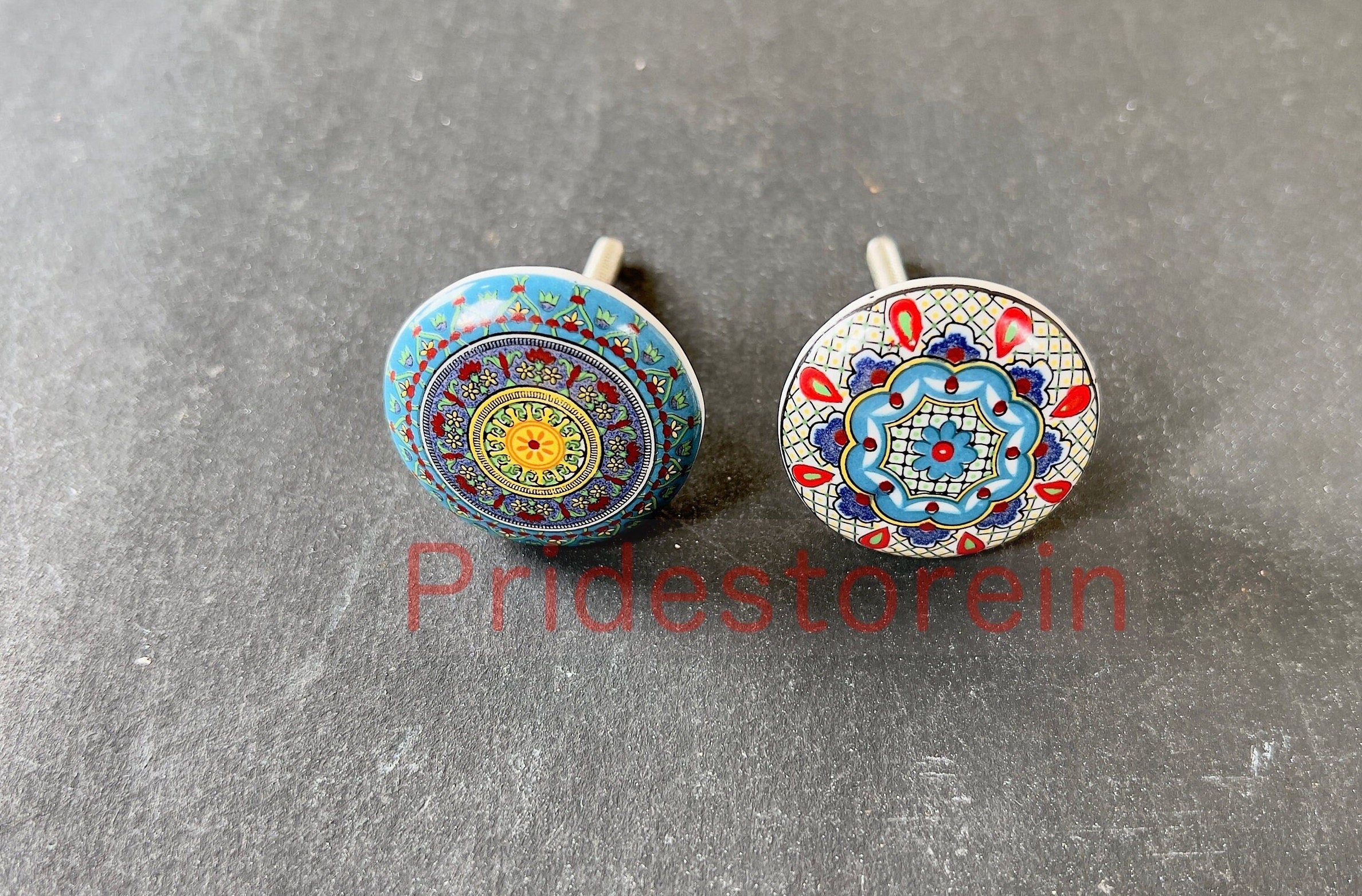 Mandala Ceramic Cabinet Knobs - Set of 10