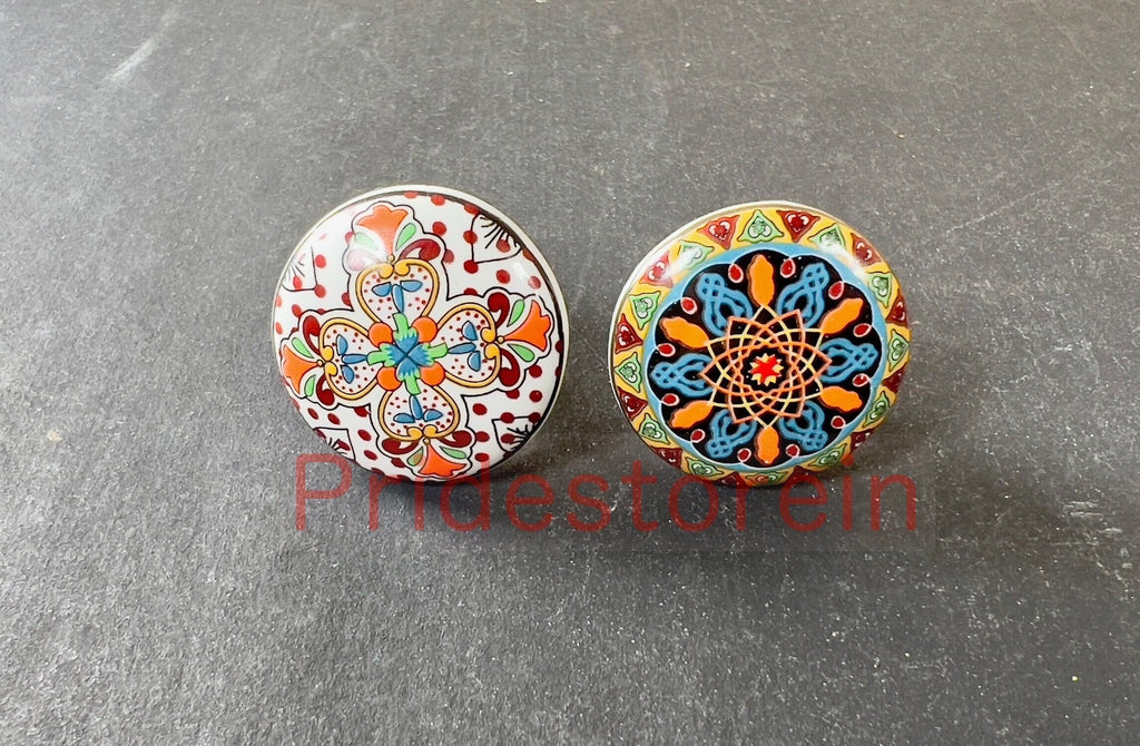 Mandala Ceramic Cabinet Knobs - Set of 10