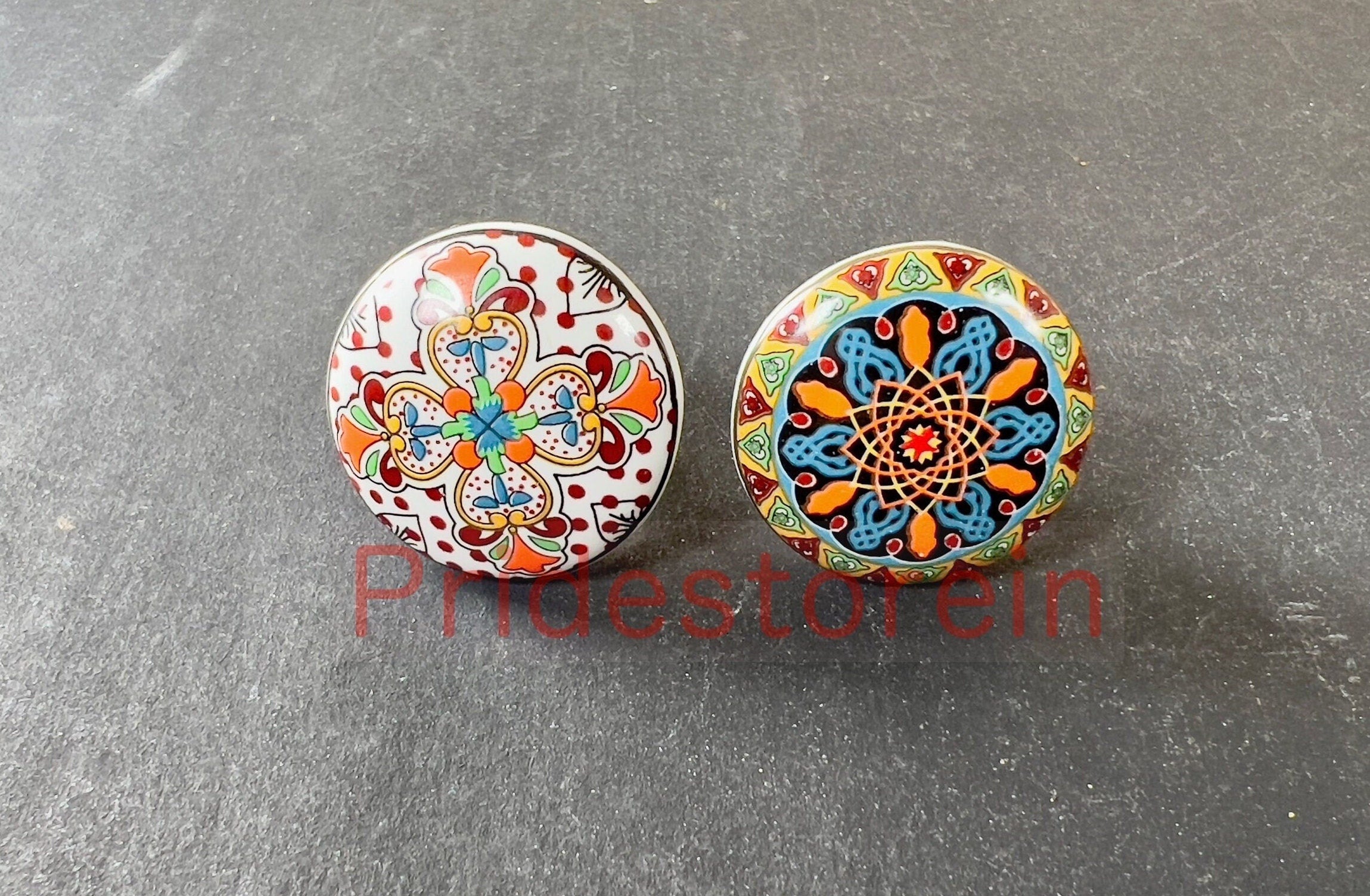 Mandala Ceramic Cabinet Knobs - Set of 10