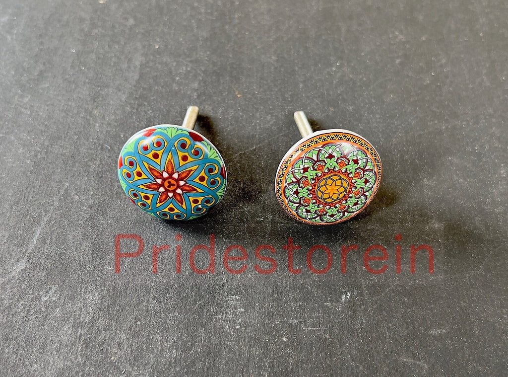 Mandala Ceramic Cabinet Knobs - Set of 10