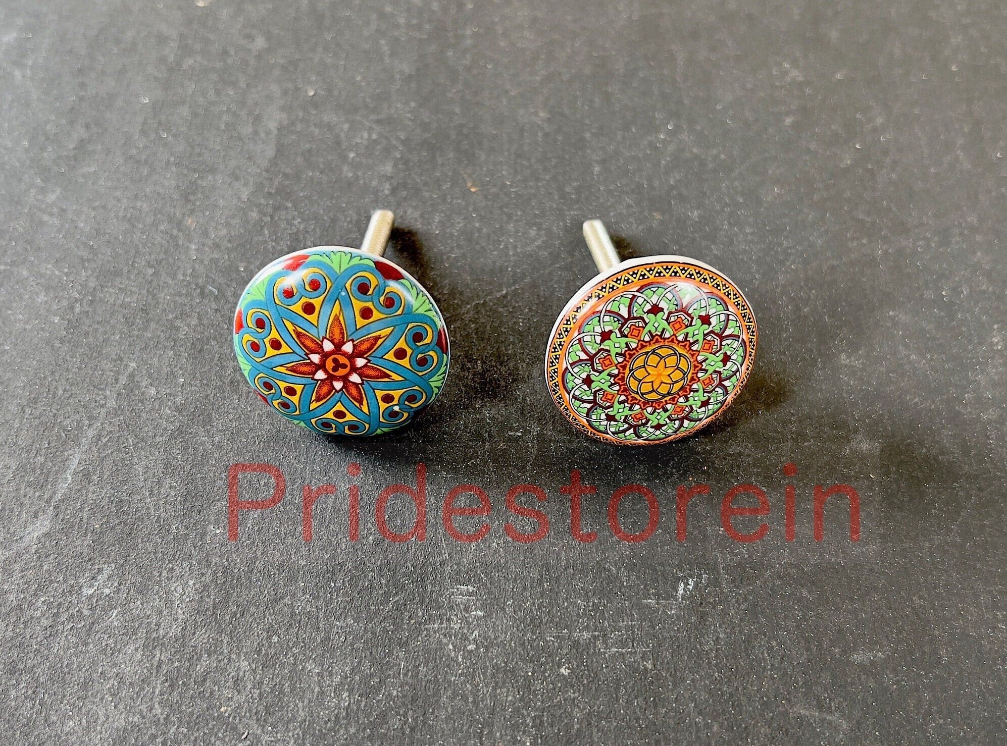 Mandala Ceramic Cabinet Knobs - Set of 10