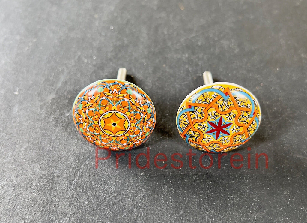Mandala Ceramic Cabinet Knobs - Set of 10