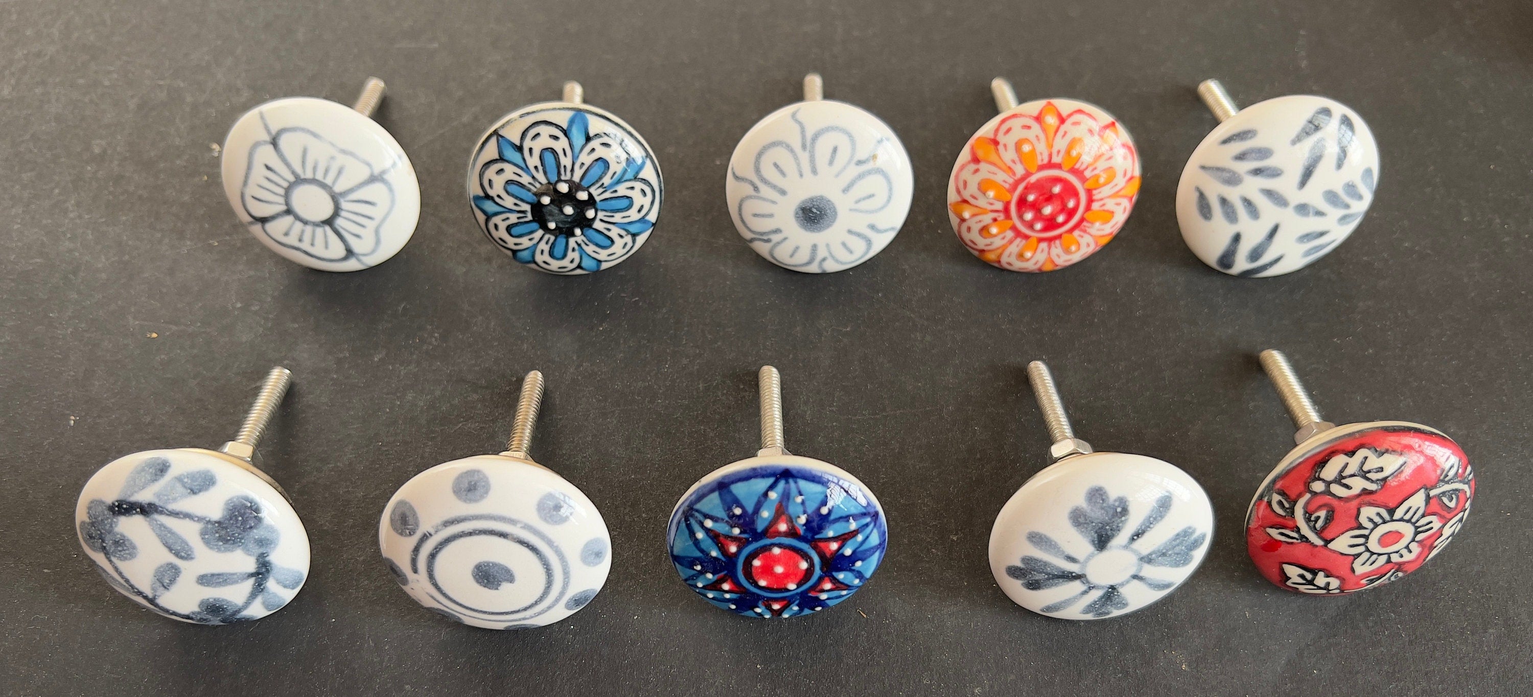 25 Floral Ceramic Cabinet Knobs | Colorful Furniture Hardware