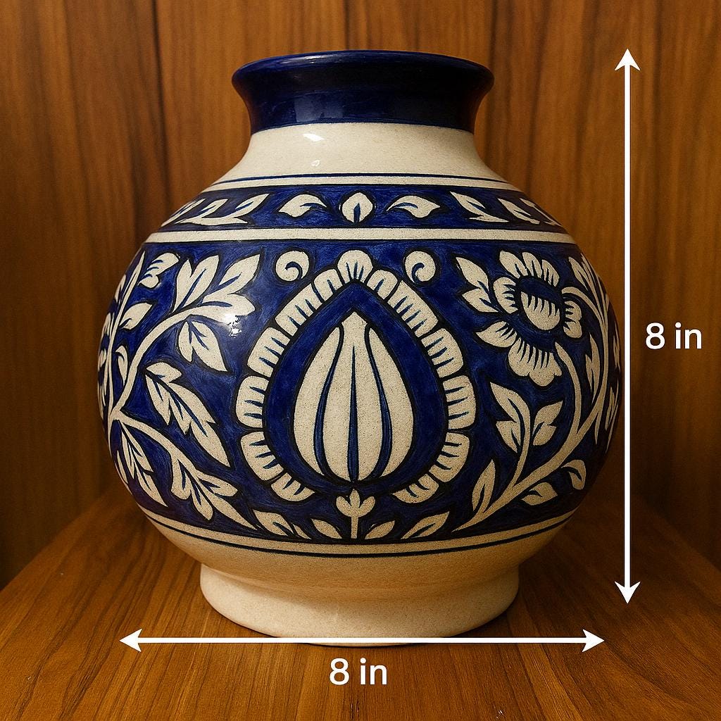 Blue white Floral Ceramic Vase  Handmade Pottery for Boho Home Decor