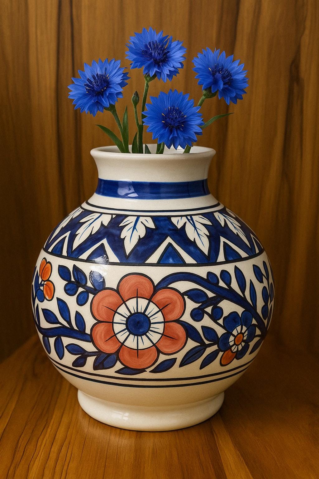 Handmade Orange Blue Vase