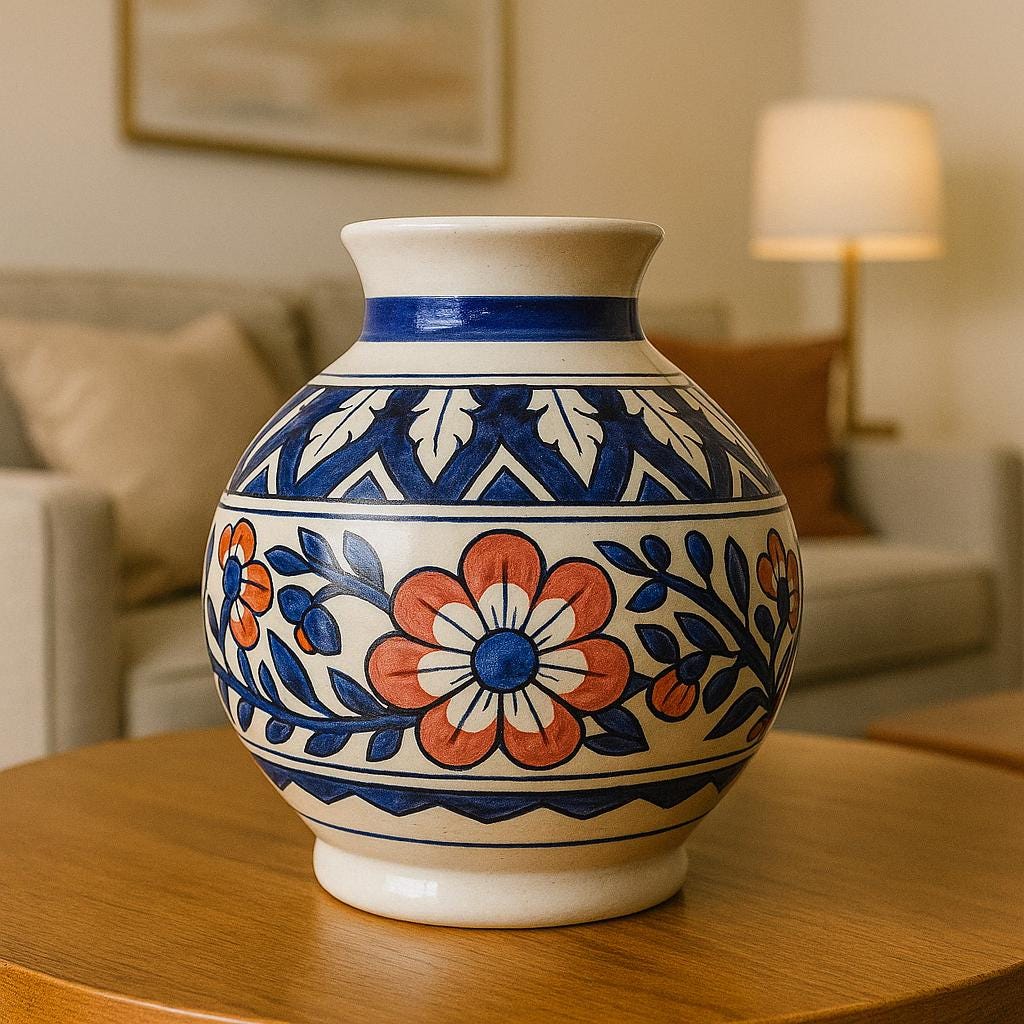 Handmade Orange Blue Vase