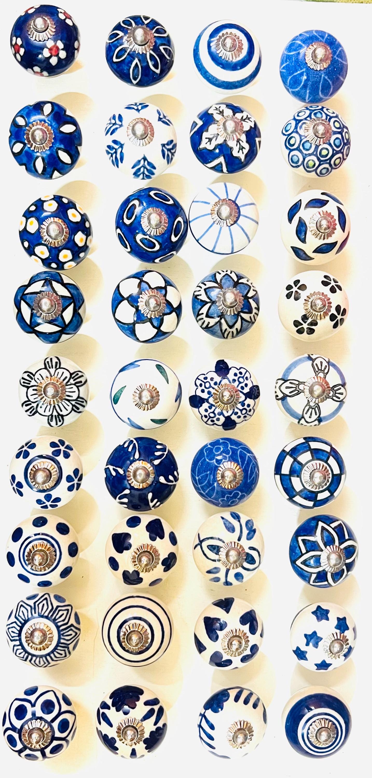 Blue & White Ceramic Knobs Set