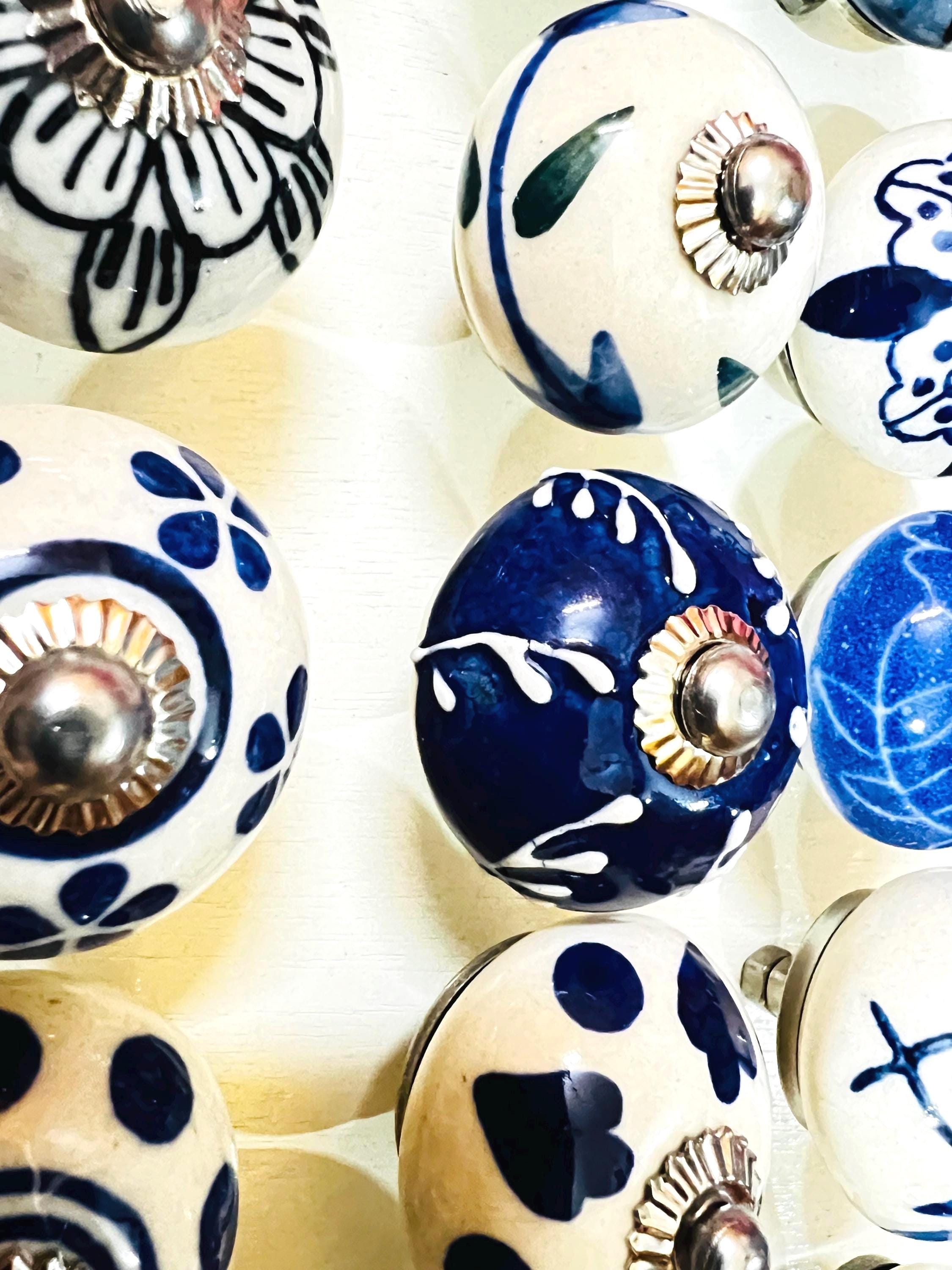 Blue Flower Knobs Set Ð 20 Pcs