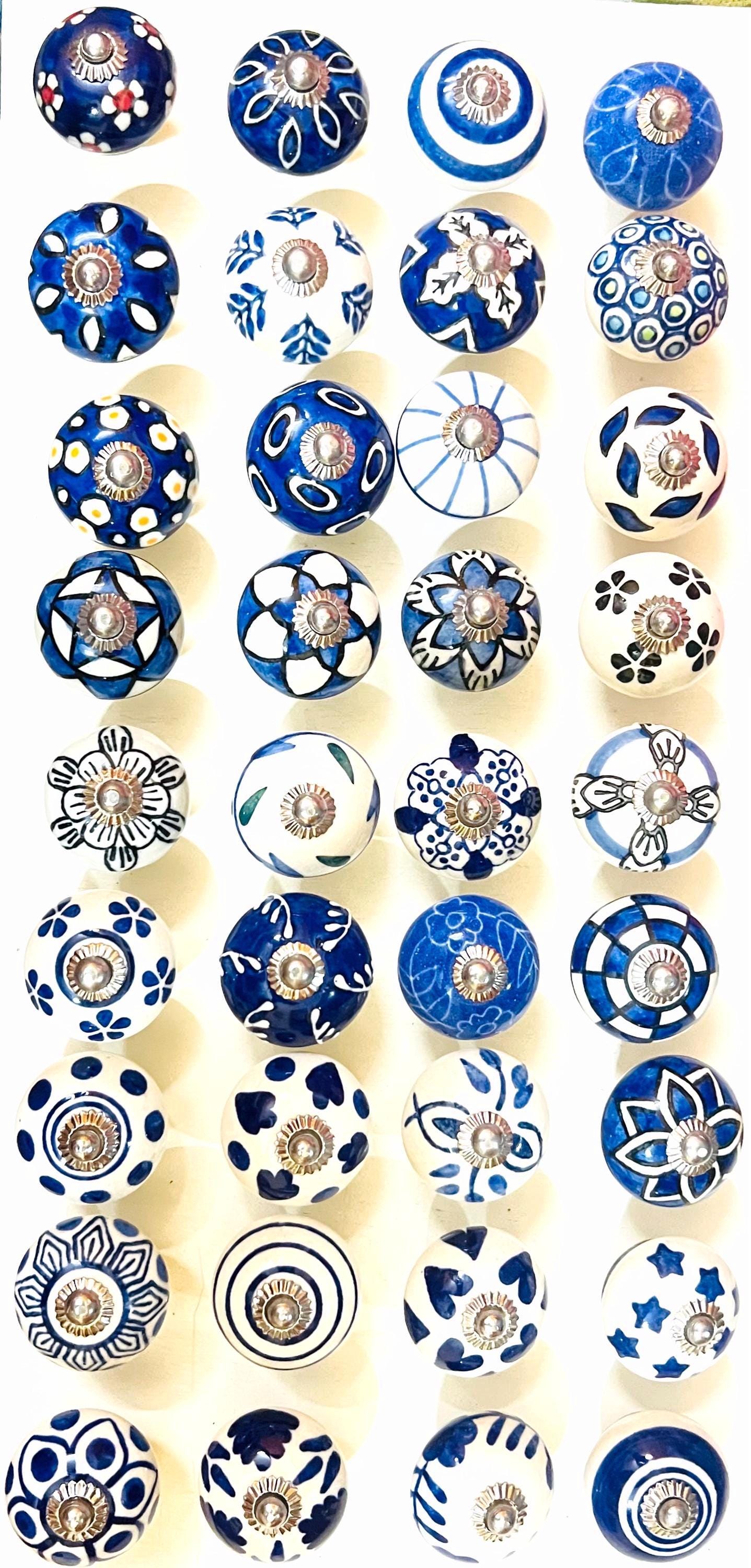 Blue Flower Knobs Set Ð 20 Pcs