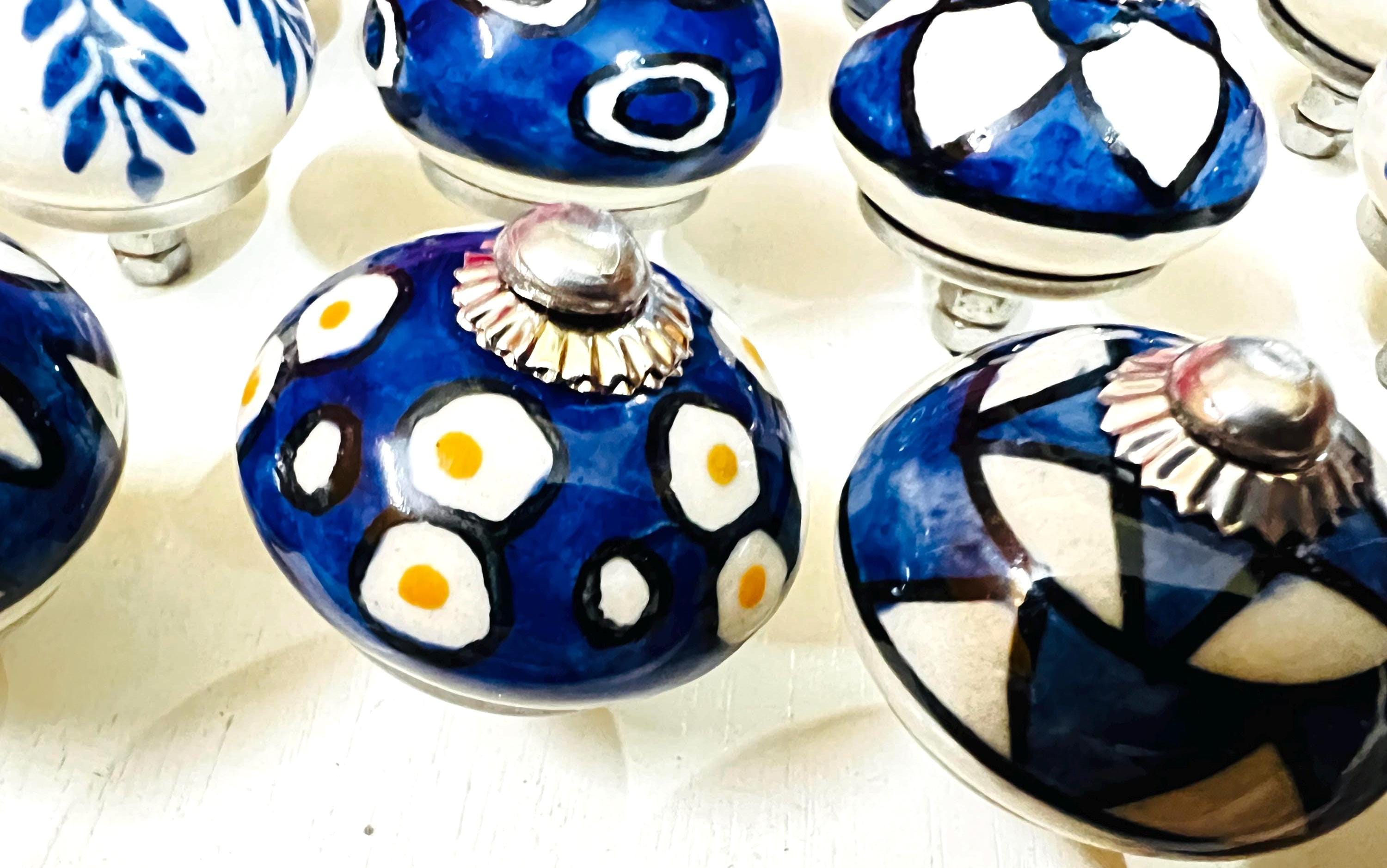 Blue & White Ceramic Knobs Set