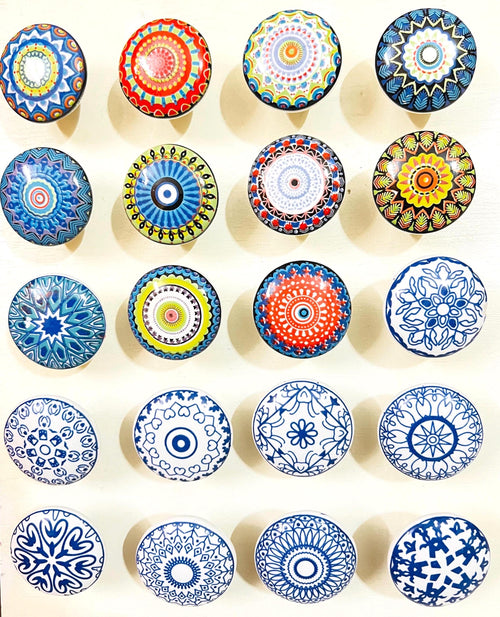 Assorted Flower Ceramic Cabinet Knobs | Handmade Floral Drawer Pulls
