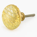 Pineapple Glass Drawer Knob | Light Yellow with Golden Fittings