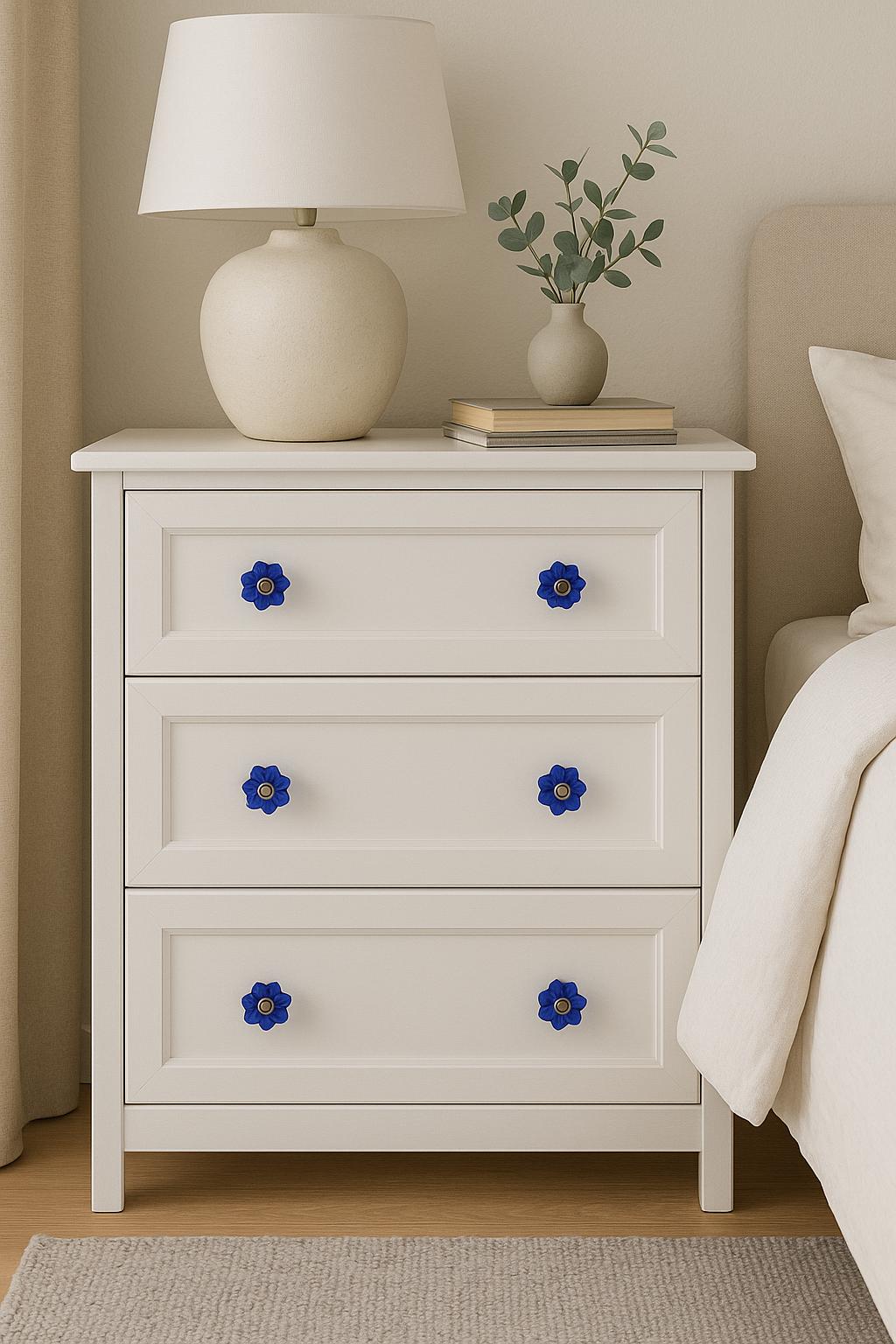 Navy Blue Glass Drawer Knobs