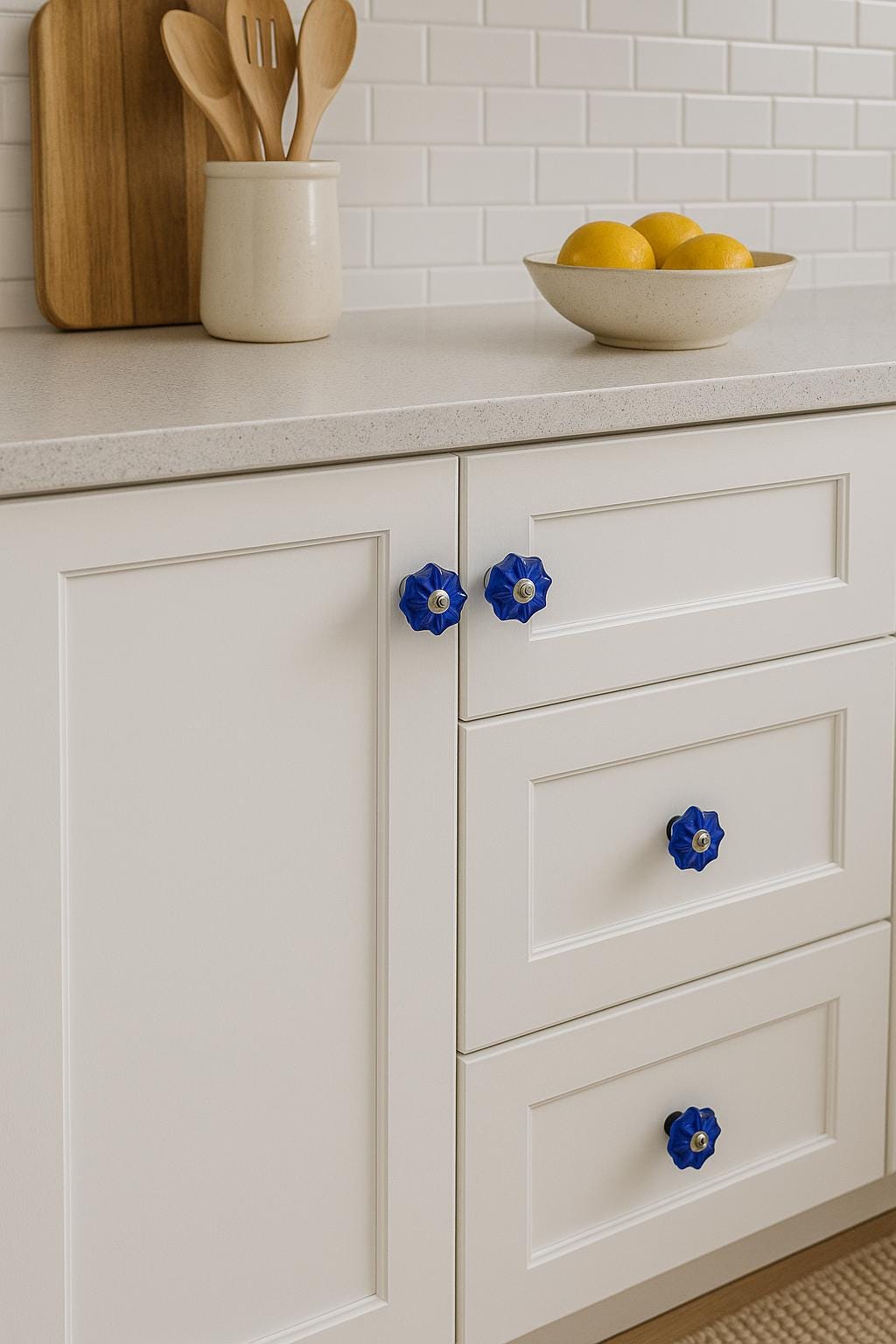 Navy Blue Glass Drawer Knobs