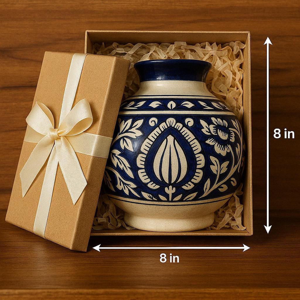 Blue white Floral Ceramic Vase  Handmade Pottery for Boho Home Decor