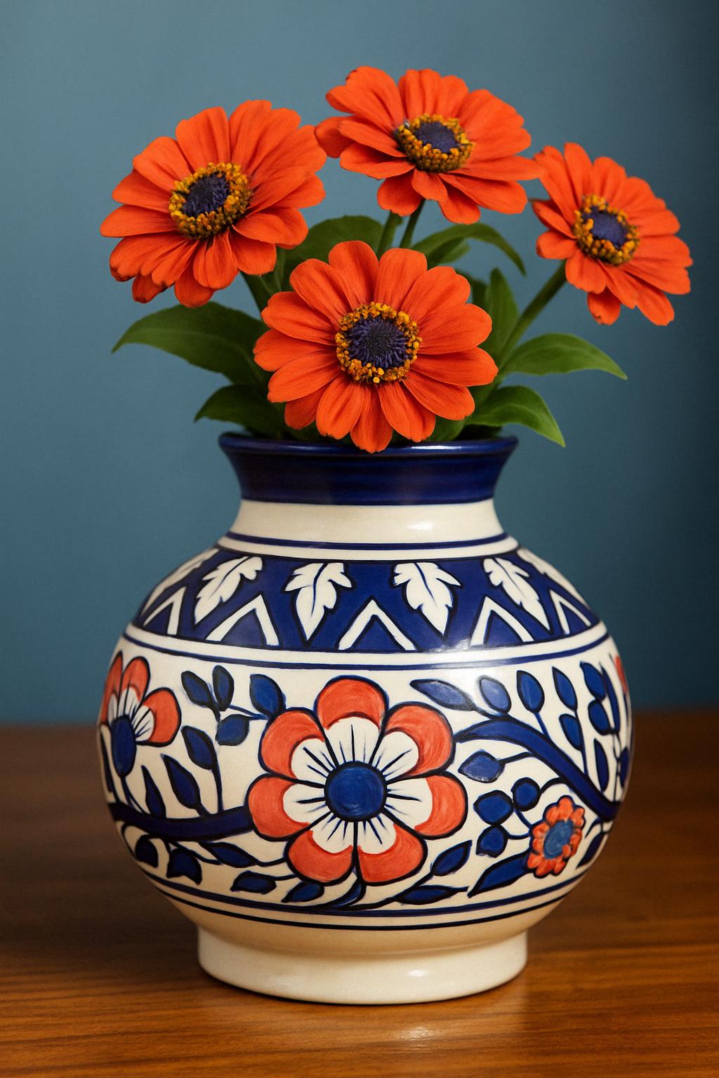 Handmade Orange Blue Vase