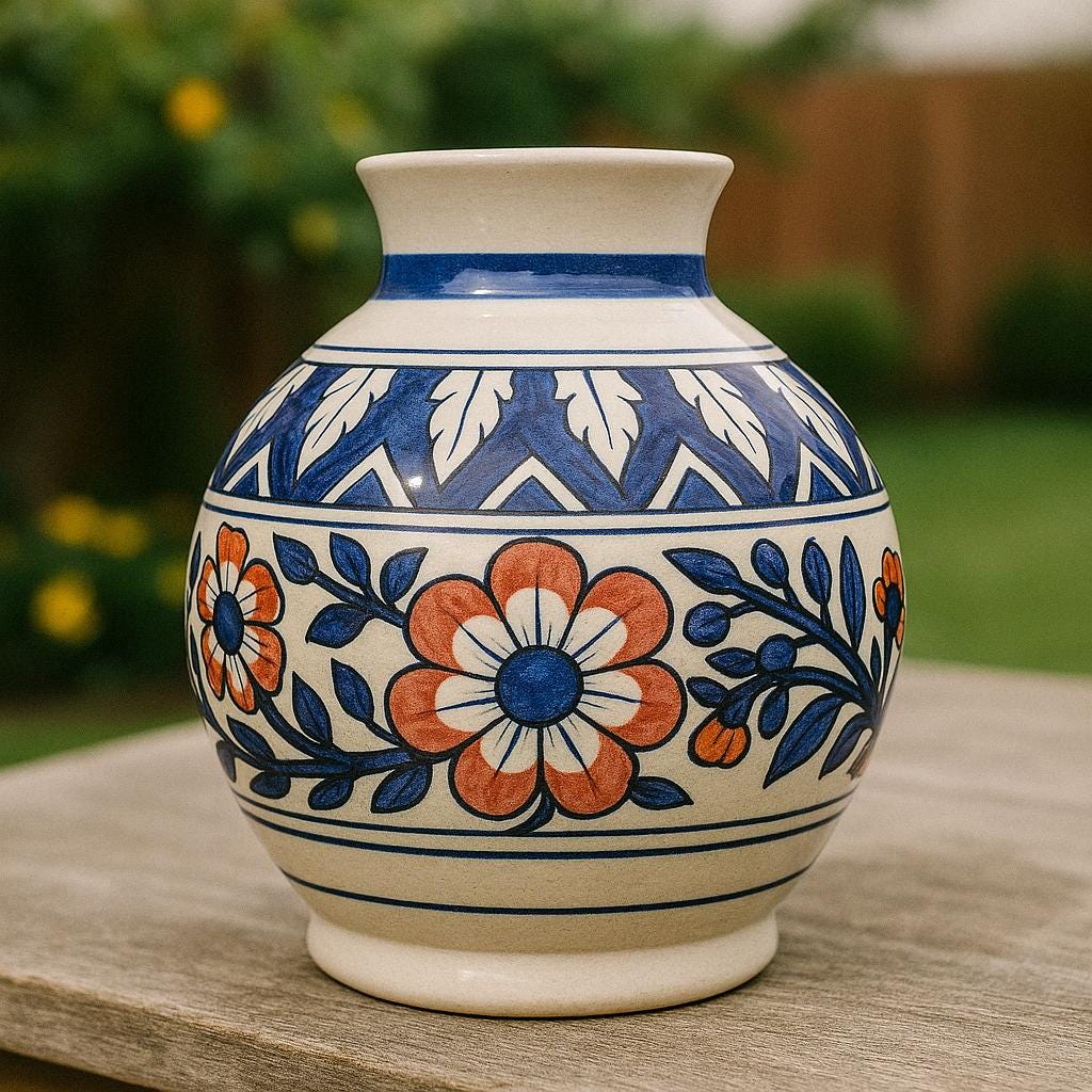 Handmade Orange Blue Vase