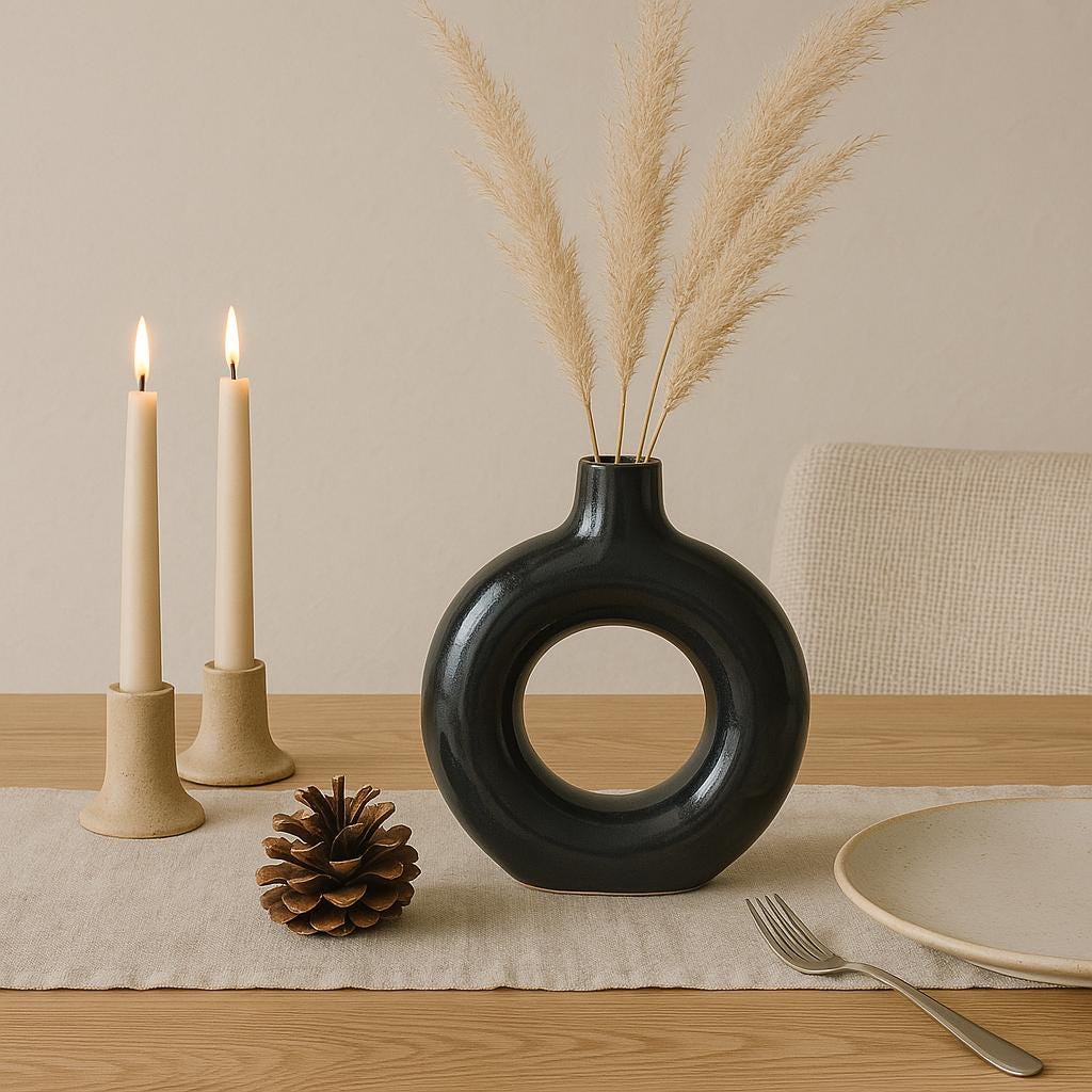 Ceramic Flower Vase - Hand Painted Design