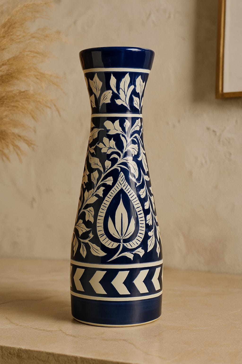Ceramic Flower Vase - Hand Painted Design