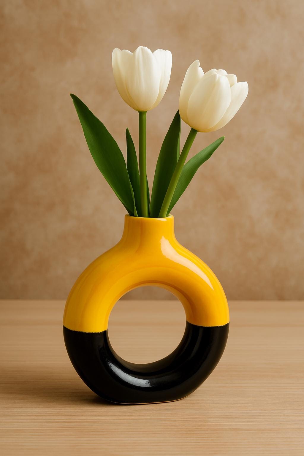 Ceramic Flower Vase - Hand Painted Design