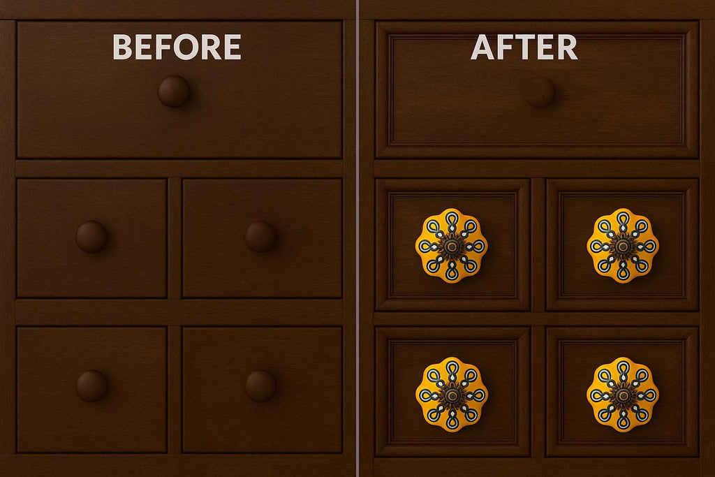 Boho Yellow Ceramic Knobs