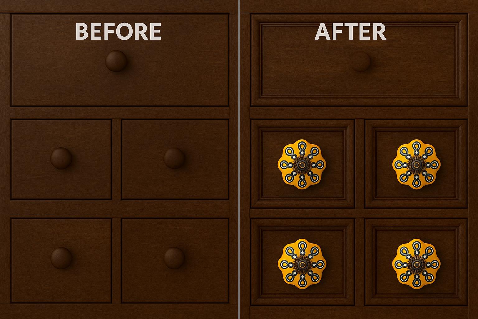 Boho Yellow Ceramic Knobs