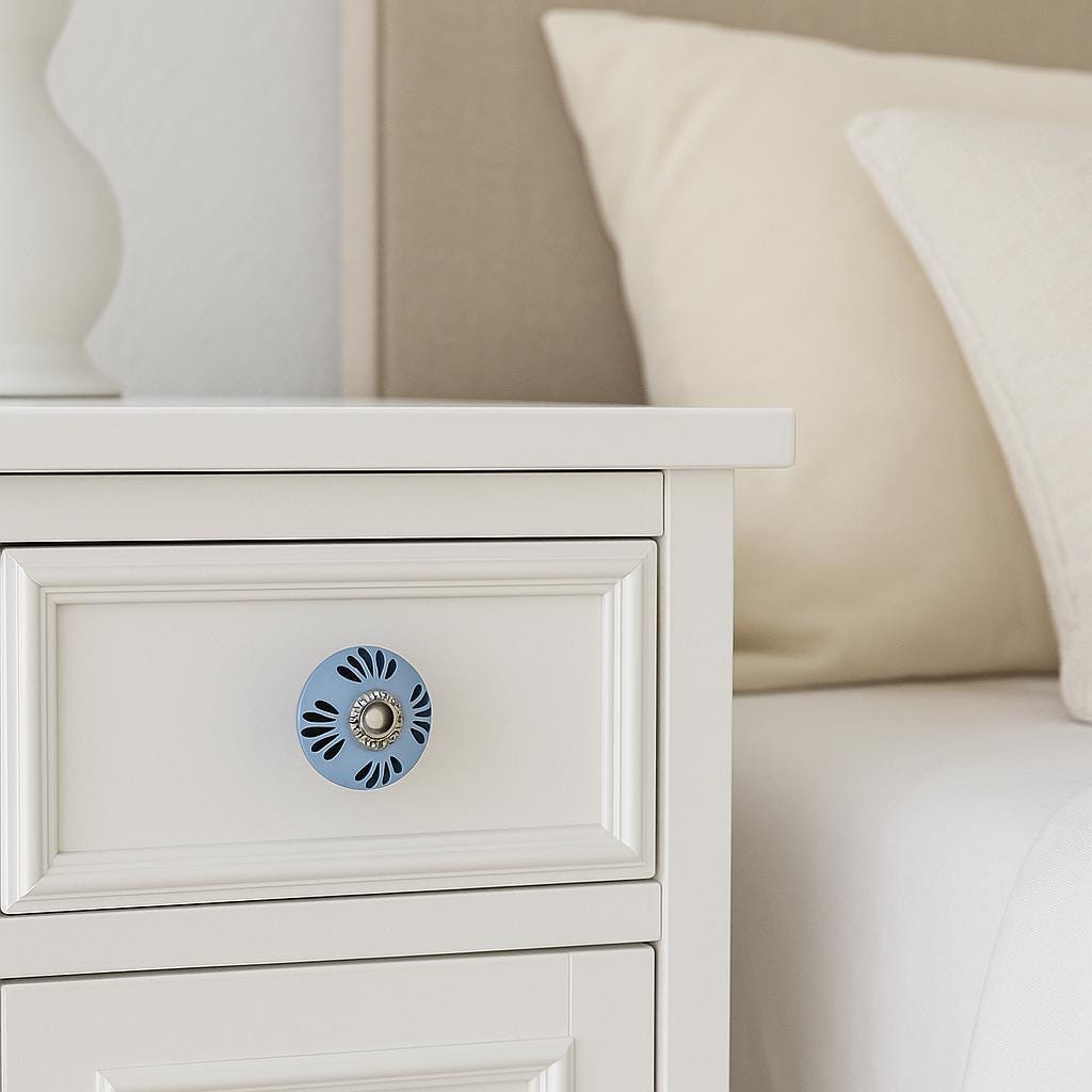 Blue Leaf Ceramic Drawer Knobs
