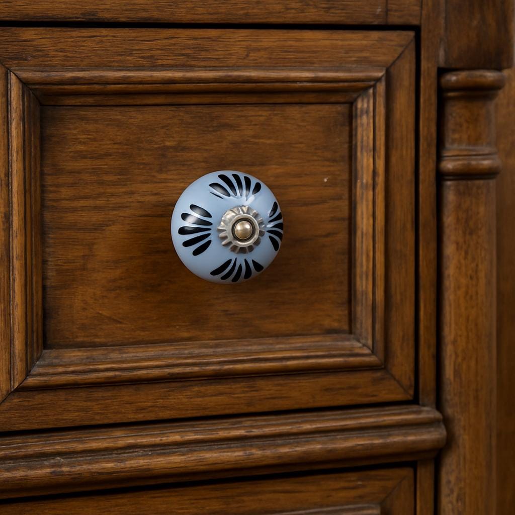 Blue Leaf Ceramic Drawer Knobs