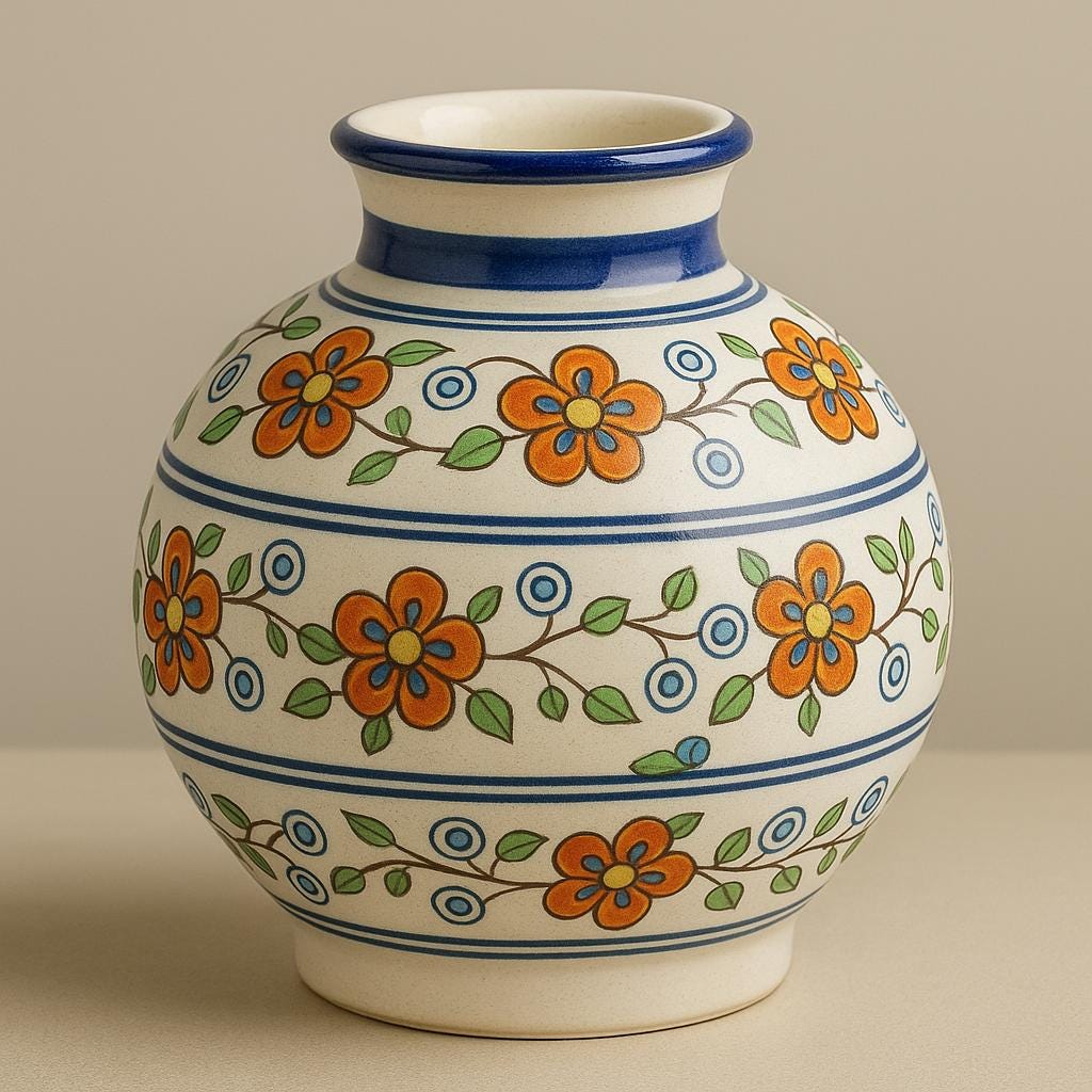 Handcrafted Orange Floral Vase