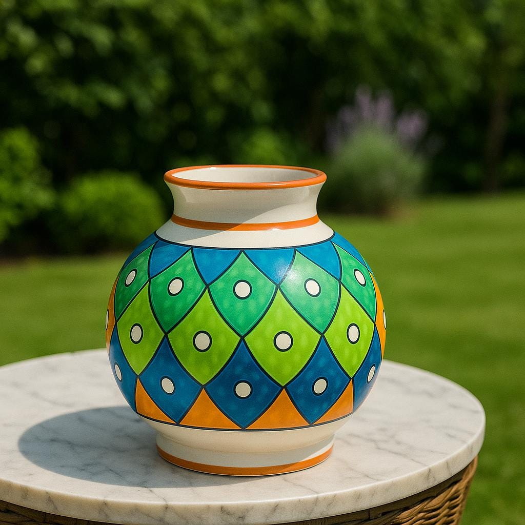 Handcrafted Ceramic Vase: 8 Inch Boho Floral Table Centerpiece
