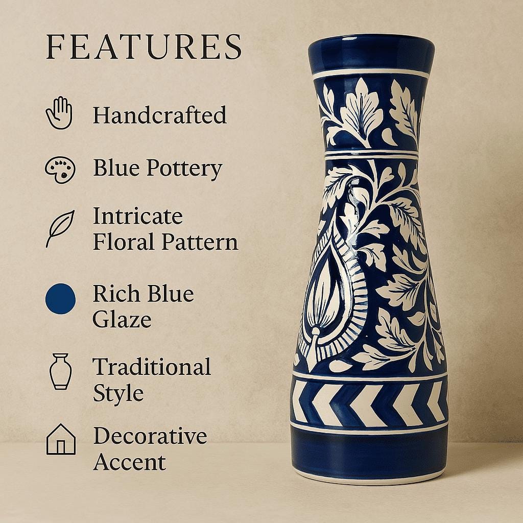 Large Handcrafted Boho Vase
